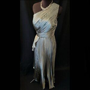 NWT Pleated Sage Green Satin Prom/Evening Dress
